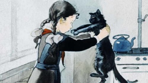 Диафильм - Девочка Оля и черная кошка
